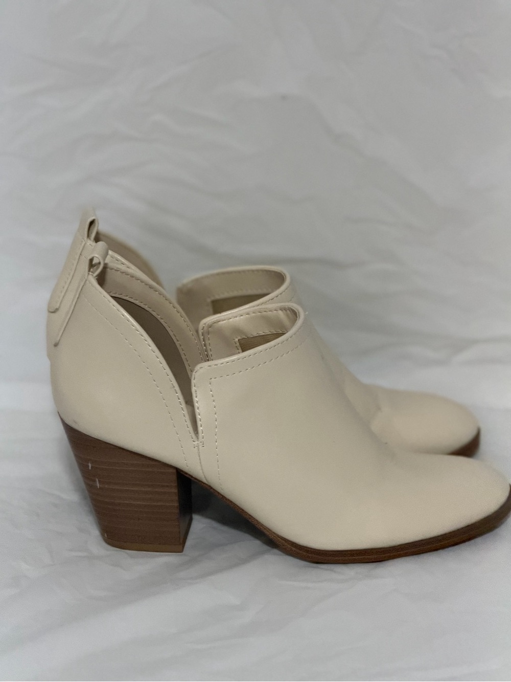 Women’s Cream Cutout Leather Ankle Booties